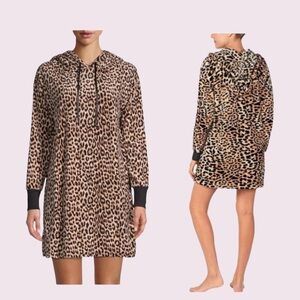 Betsey Johnson Animal Print Fleece Lounger with Black Trim - Size Medium